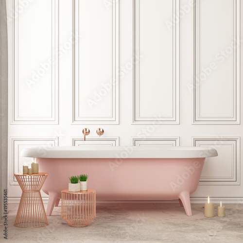 Download "Mock up bathroom in vintage style. Trend color. 3d ...