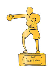 a golden boxer statue, an award in sports competitions, a vector image, a flat design, a doodle style