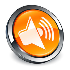 Volume icon 3d orange round button