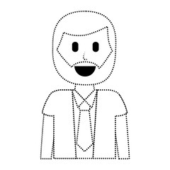 Obraz premium cartoon smiling man portrait character vector illustration dotted line image
