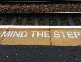 Mind the Step Sign at Train Station