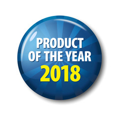 Bright blue button with words