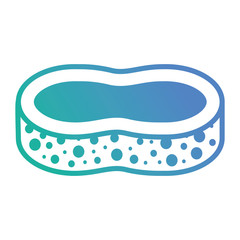 flat line blue sponge doodle over white background vector illustration