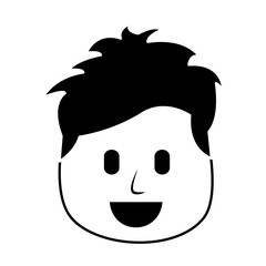character man face laughing expression vector illustration black and white image