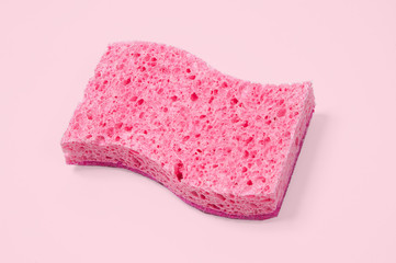 Pink sponge on a white background