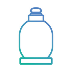 flat line blue shampoo bottle over white background vector illustration