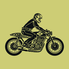 Biker sitting on cafe racer vector illustration