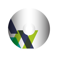 CD with green stripes design over white background vector illustration