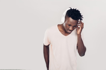 African-American man in headphones