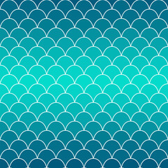 Texture of fish scales. Background in blue gradient. Seamless vector pattern. Nice for wallpaper, banner, fabric, paper, scrapbook, backdrop. © Olha Kozachenko