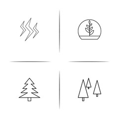 Nature simple linear icon set.Simple outline icons