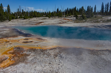 West Thumb Geyser Basin and West Thumb Lake in Yellowstone National Park, Wyoming