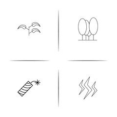 Nature simple linear icon set.Simple outline icons
