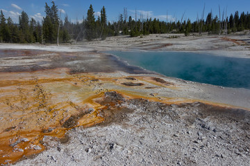 West Thumb Geyser Basin and West Thumb Lake in Yellowstone National Park, Wyoming