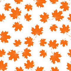 Seamless vector texture with maple leaves
