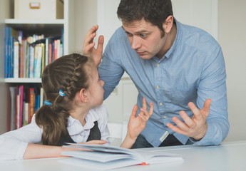 Father argues with his daughter about book facts.