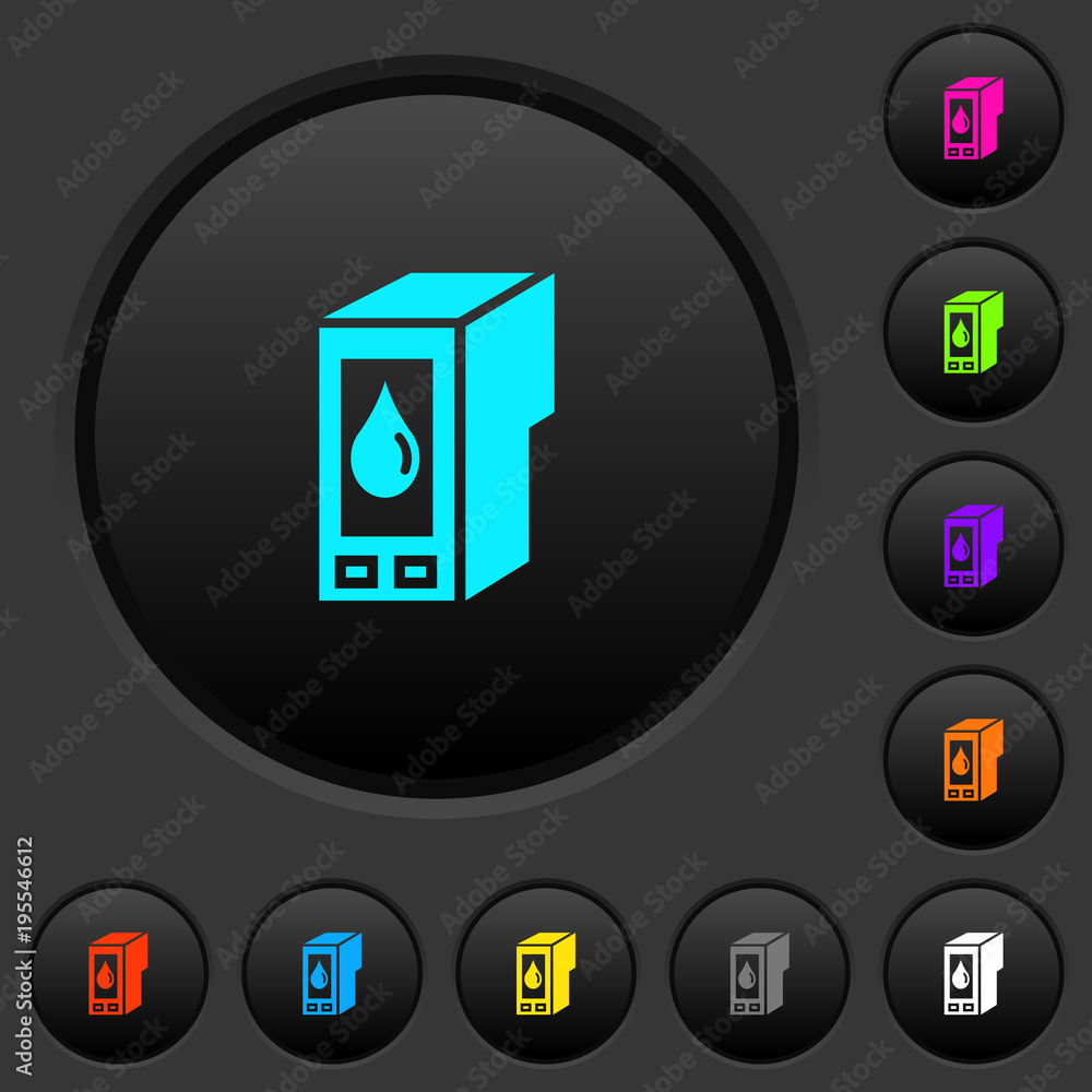 Poster ink cartridge dark push buttons with color icons