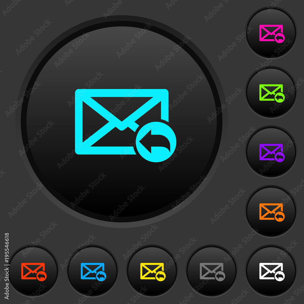 Poster reply mail dark push buttons with color icons