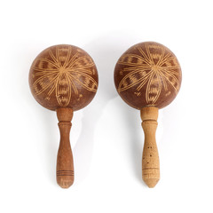 Cuban maracas. Traditional musical instrument made of natural materials