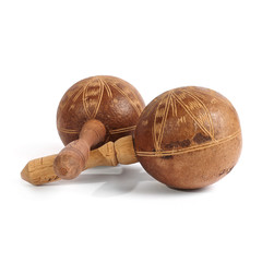 Cuban maracas. Traditional musical instrument made of natural materials
