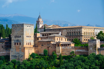 Fototapeta na wymiar View of the famous Alhambra Palace, Granada, Spain.