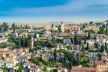 View of the historical arabic town Albicin in Granada Spain - obrazy, fototapety, plakaty