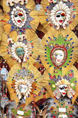Masks for the MassKara festival. Street stall-San Sebastian Cathedral entry-Bacolod-Negros Occidental-Philippines.0279