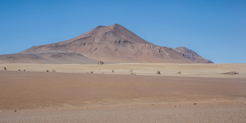 Fototapeta na wymiar Panoramic view over the Salvador Dali Desert in Eduardo Avaroa Andean Fauna National Reserve, Bolivia – South America