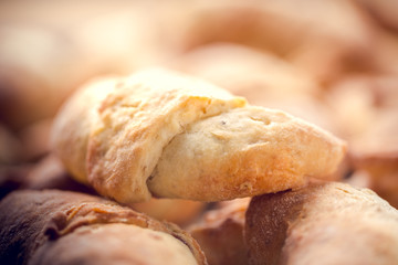 croissants with jam, home baking, shallow depth of field