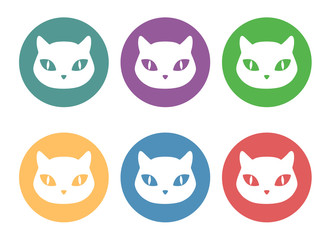 Cat head icons set