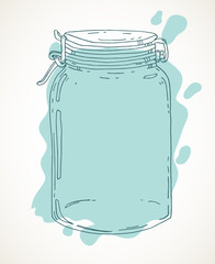 Hand drawn jar with water