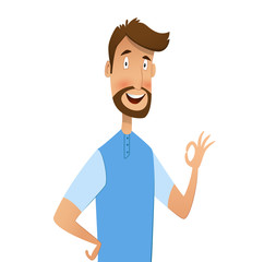 Fototapeta premium Excited man happy smile and shows ok