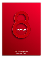 red style 8 march design elements. 8 march greeting postcard