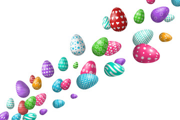 Vector realistic isolated background with easter eggs for decoration and covering. Concept of Happy Easter.