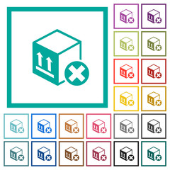 Package cancel flat color icons with quadrant frames