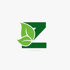 Letter green leaf logo illustration.