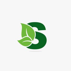 Letter green leaf logo illustration.