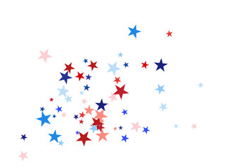 Fototapeta na wymiar American Patriotic Deign, Vector Blue, Red, White Stars Confetti. Labor, Independence, Memorial Day, 4th of July Election Frame. American Patriotic Design, UK, Australia Freedom Falling Stars Texture.