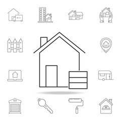 warehouse icon isolated on white background. Set of sale real estate element icons. Premium quality graphic design. Signs, outline symbols collection icon for websites, web design