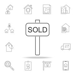 Sold vector icon, sold out symbol. Set of sale real estate element icons. Premium quality graphic design. Signs, outline symbols collection icon for websites, web design, mobile