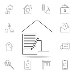 Lease Contract Icon. Set of sale real estate element icons. Premium quality graphic design. Signs, outline symbols collection icon for websites, web design, mobile app