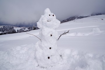 雪だるまを作る子供