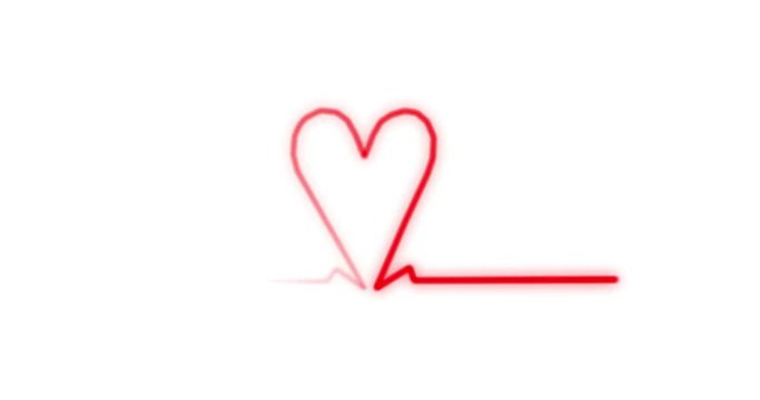 Herz als Symbol der Liebe auf Ekg Monitor 4k Animation Video mit weißen Hintergrund.