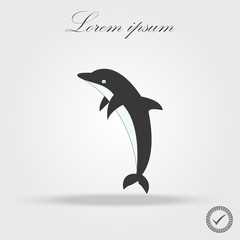 Dolphin. Vector silhouette on a white background.