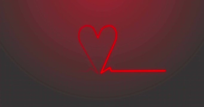 Herz als Symbol der Liebe auf Ekg Monitor 4k Animation Video mit roten Hintergrund.