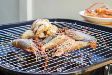 Grilled river shrimps