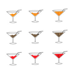 Line Drink glass icon set