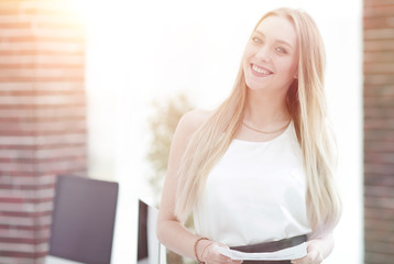 close-up portrait of an elegant young business woman.