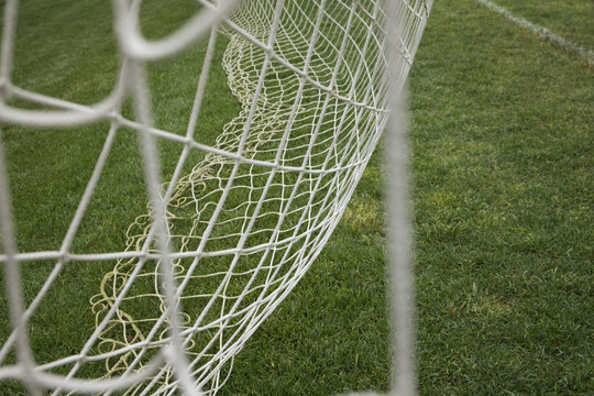 Soccer net on field