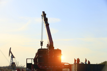 Oil drilling exploration, the oil workers are working